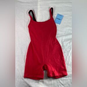 Fleo Bodysuit Women's XS Red Open Back Jumpsuit One Piece NWT chest 24in